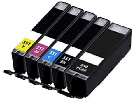 
	Canon PGI-550PGBKXL CLI-551BKXL CLI-551CXL CLI-551MXL CLI-551YXL Compatible set of 5 Ink Cartridges (Black/Black/Cyan/Magenta/Yellow)

